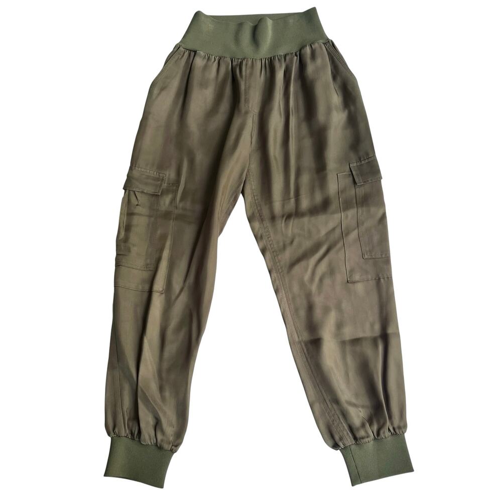 Cinq à Sept Giles Olive Cupro Cargo Jogger Pants Quiet Luxury M - Picture 2 of 10